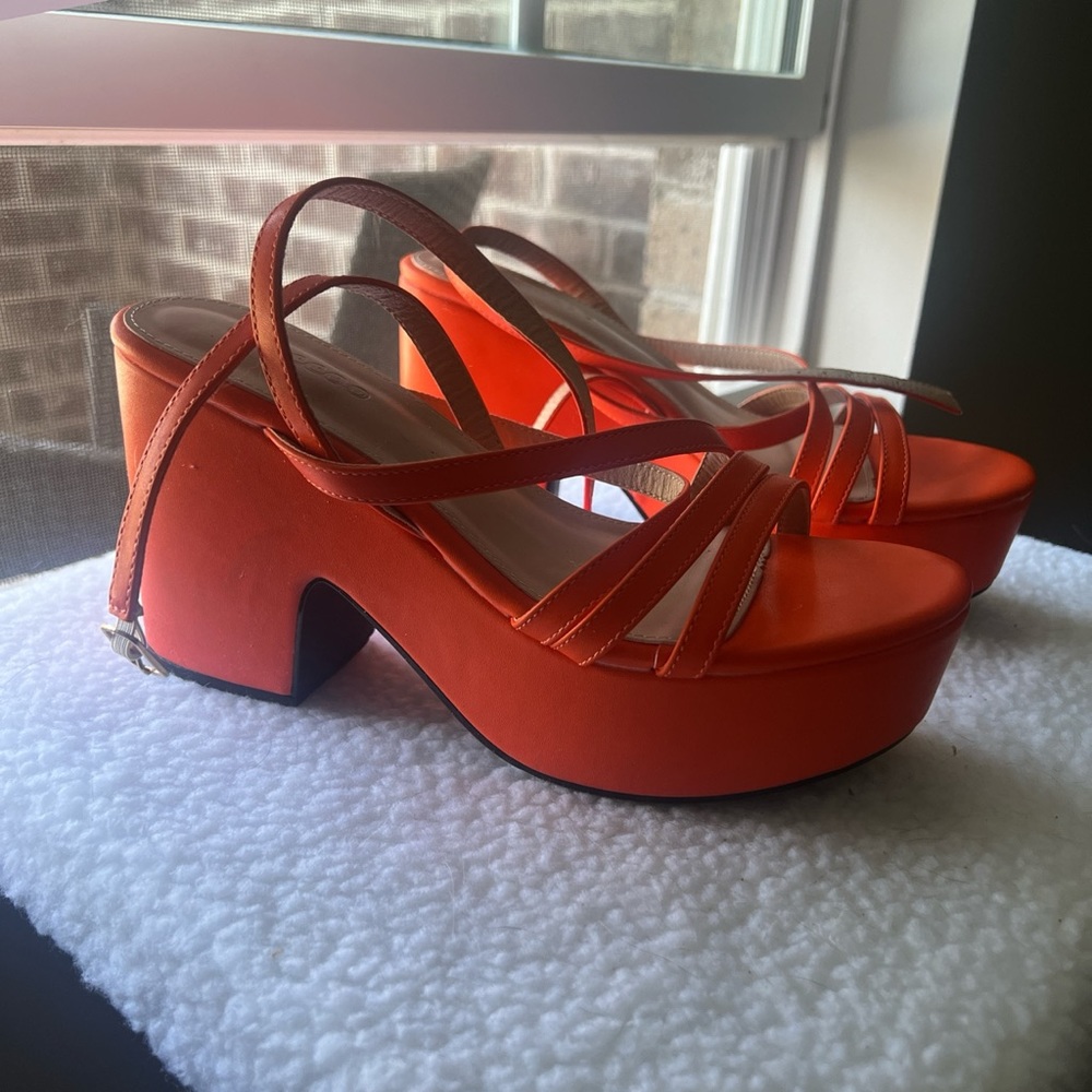 Orange platform wedges
